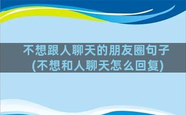 不想跟人聊天的朋友圈句子(不想和人聊天怎么回复)