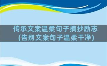 传承文案温柔句子摘抄励志(告别文案句子温柔干净)