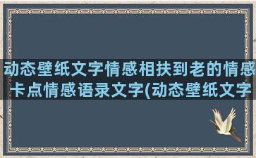 动态壁纸文字情感相扶到老的情感卡点情感语录文字(动态壁纸文字)