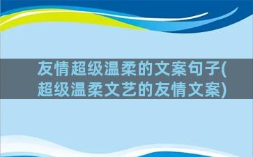 友情超级温柔的文案句子(超级温柔文艺的友情文案)