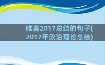 唯美2017总结的句子(2017年政治理论总结)