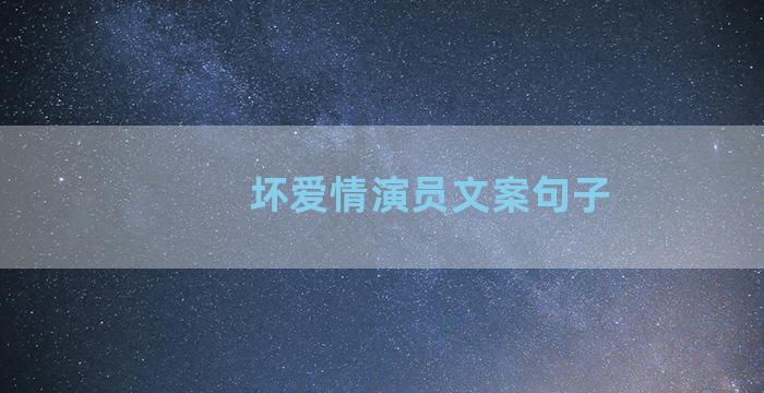 坏爱情演员文案句子