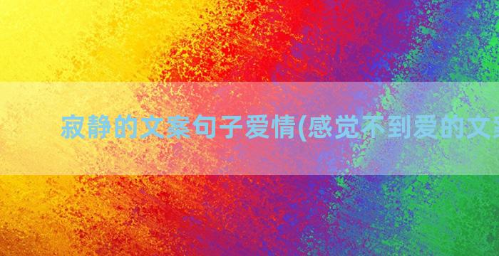 寂静的文案句子爱情(感觉不到爱的文案句子)