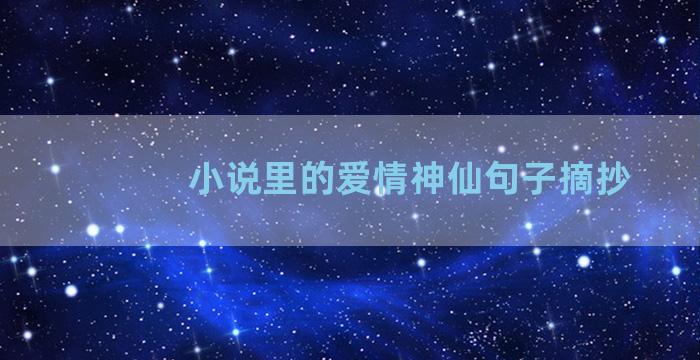 小说里的爱情神仙句子摘抄