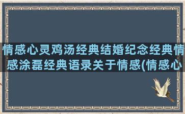 情感心灵鸡汤经典结婚纪念经典情感涂磊经典语录关于情感(情感心灵鸡汤经典语录励志人生感悟)