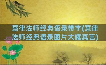 慧律法师经典语录带字(慧律法师经典语录图片大罐真言)