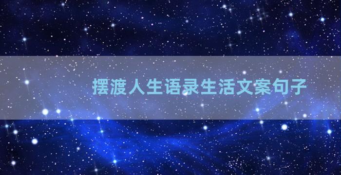 摆渡人生语录生活文案句子