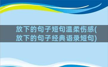 放下的句子短句温柔伤感(放下的句子经典语录短句)