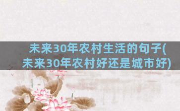 未来30年农村生活的句子(未来30年农村好还是城市好)