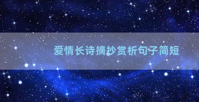 爱情长诗摘抄赏析句子简短