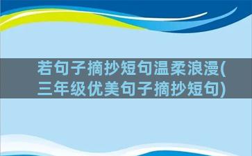 若句子摘抄短句温柔浪漫(三年级优美句子摘抄短句)