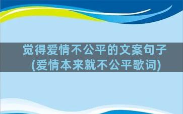 觉得爱情不公平的文案句子(爱情本来就不公平歌词)