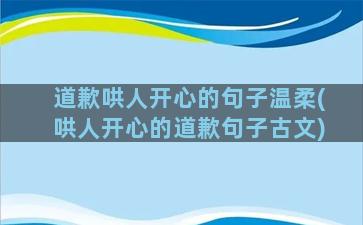 道歉哄人开心的句子温柔(哄人开心的道歉句子古文)