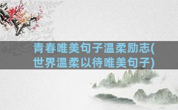 青春唯美句子温柔励志(世界温柔以待唯美句子)